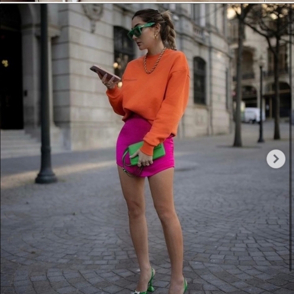 ZARA * PINK SATIN EFFECT MINI SKIRT - Picture 5 of 12